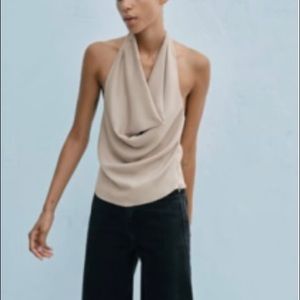 Flowy Neckline Top - Taupe Gray